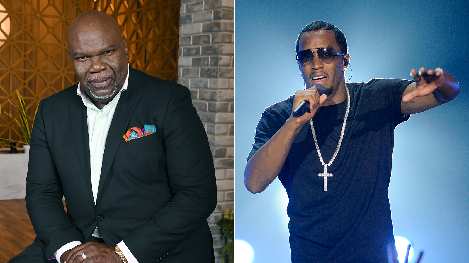 Bishop T.D. Jakes, left, and hip-hop entrepreneur Sean "Diddy" Combs. (Jakes: courtesy The Potter’s House of Dallas Inc.; Combs: AP Photo/Evan Agostini)